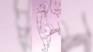 Twerk Hentai: Sakura's ass dripping with cum #2
